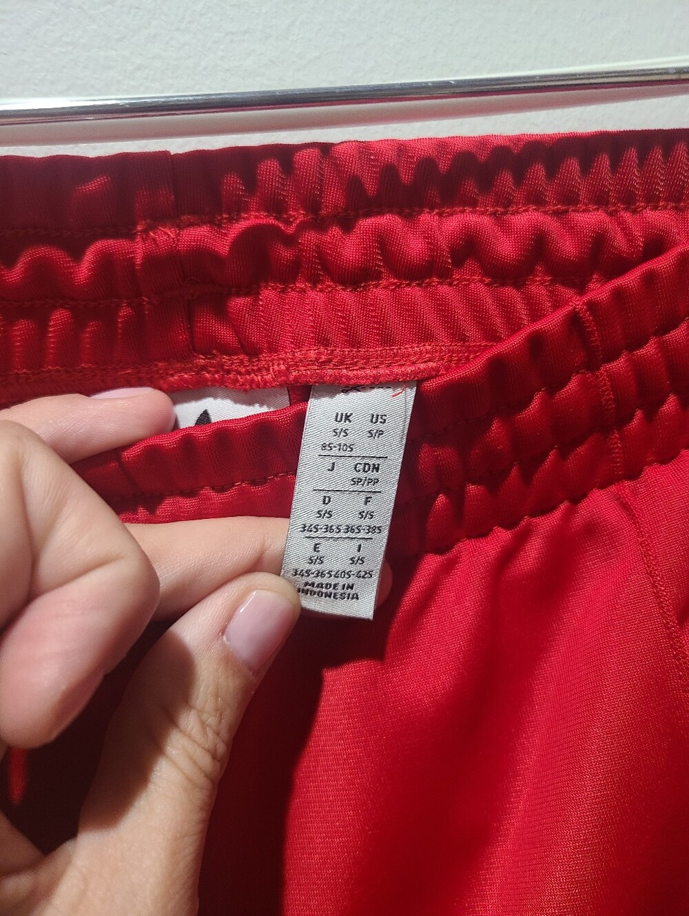 adidas small/petite Bright Red Sweatpants with Pink Stripes - Picture 3 of 3